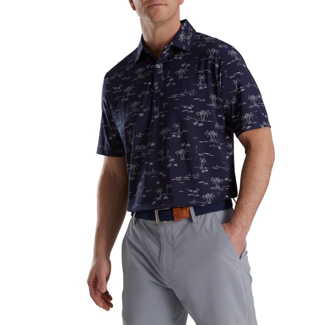 Camicie Footjoy Tropic Golf Print Lisle Self Collar Uomo Nere | CUVTBPE-14