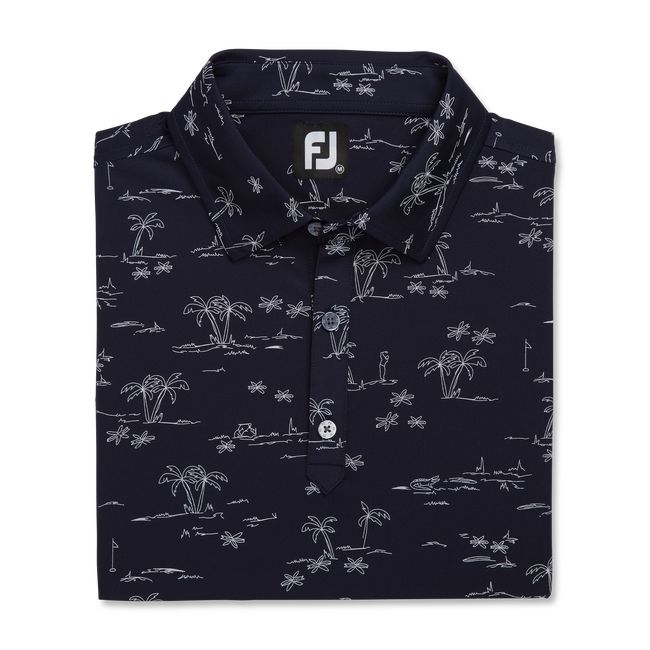 Camicie Footjoy Tropic Golf Print Lisle Self Collar Uomo Nere | CUVTBPE-14