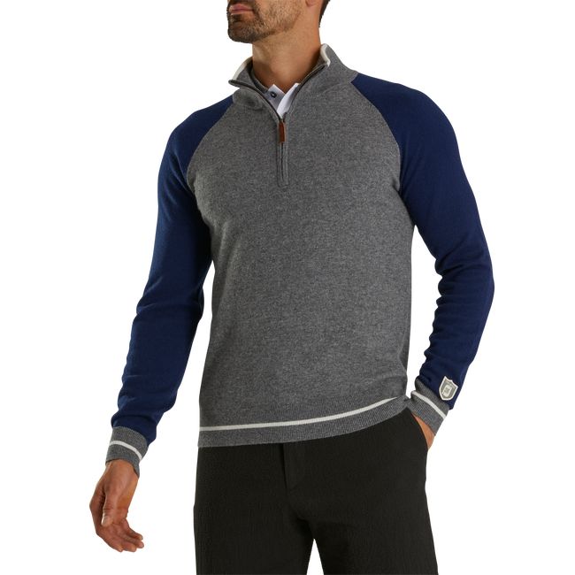 Felpa Footjoy Cashmere Quarter-Zip Pullover Uomo Blu Marino Grigie | CDSNWVB-71