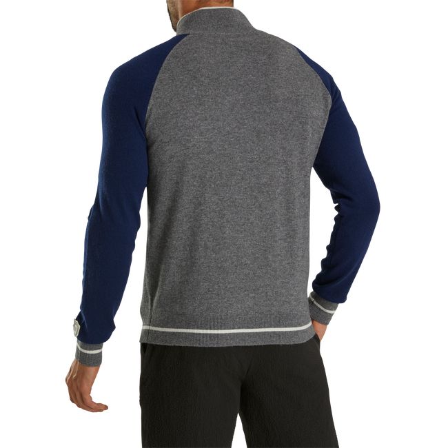 Felpa Footjoy Cashmere Quarter-Zip Pullover Uomo Blu Marino Grigie | CDSNWVB-71