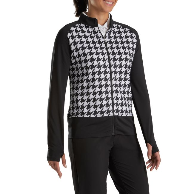 Felpa Footjoy Full-Zip Houndstooth Print Mid-Layer Donna Nere | YLMSGWA-98