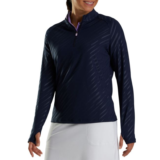 Felpa Footjoy Half-Zip Embossed Pullover Donna Blu Marino | HBLIRKA-39