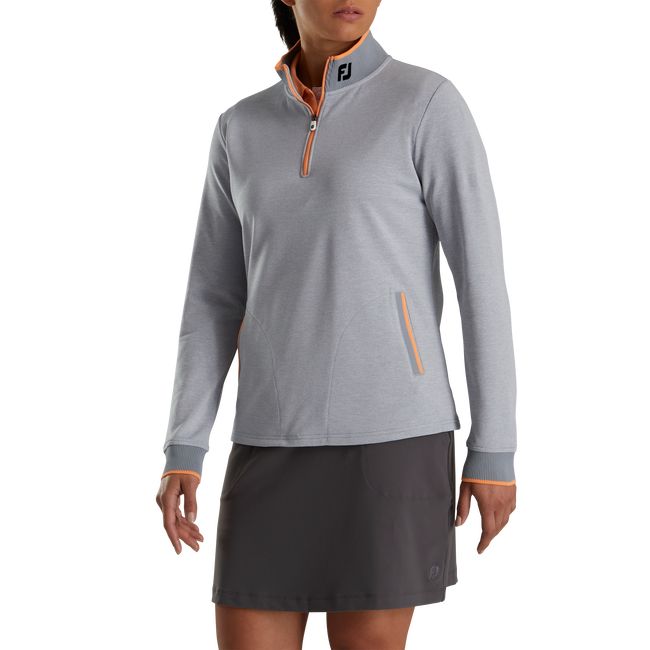 Felpa Footjoy Half-Zip Fleece Back Pique Mid-Layer Donna Grigie | VZUOFQK-91