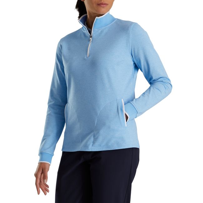 Felpa Footjoy Half-Zip Fleece Back Pique Mid-Layer Donna Blu | ZMTKAJF-79