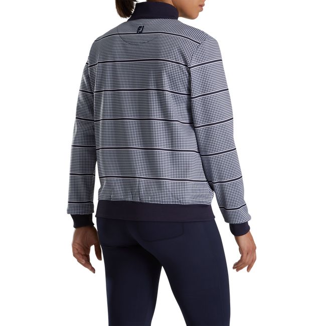 Felpa Footjoy Half-Zip Houndstooth Print Mid-Layer Donna Blu Marino | ZWNITUV-56