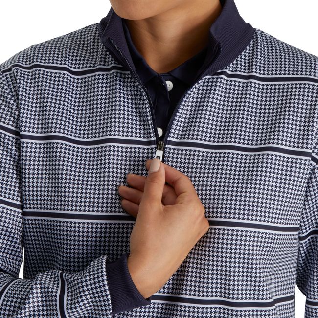 Felpa Footjoy Half-Zip Houndstooth Print Mid-Layer Donna Blu Marino | ZWNITUV-56