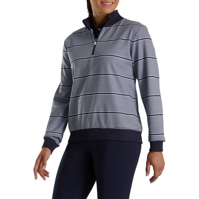 Felpa Footjoy Half-Zip Houndstooth Print Mid-Layer Donna Blu Marino | ZWNITUV-56