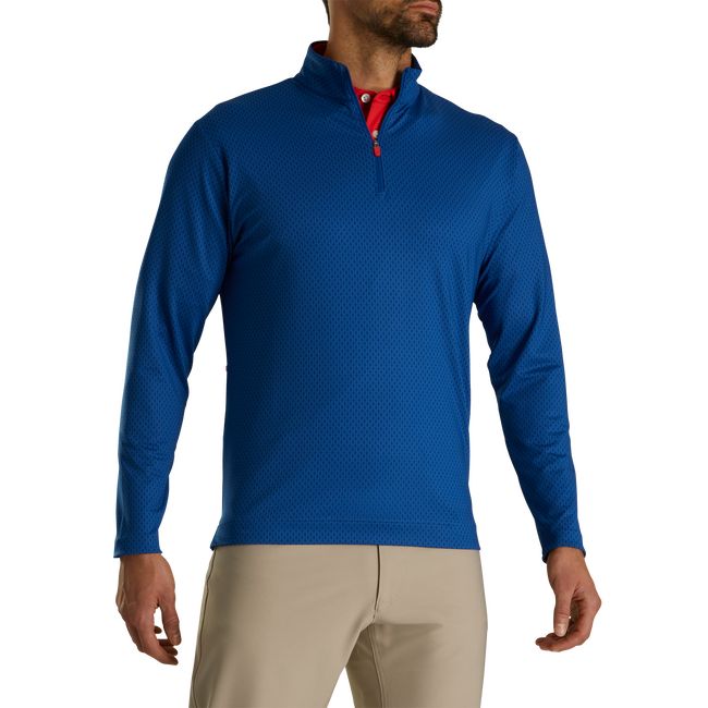 Felpa Footjoy Tonal Print Knit Mid-Layer Uomo Blu | HBMKXZS-21