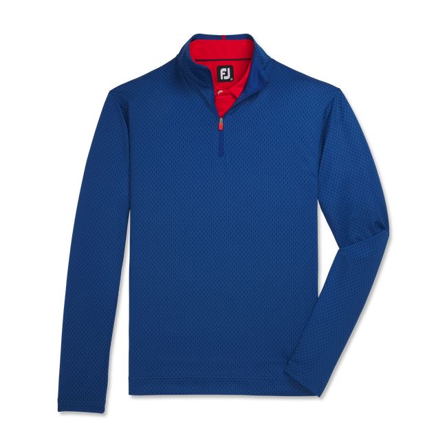 Felpa Footjoy Tonal Print Knit Mid-Layer Uomo Blu | HBMKXZS-21