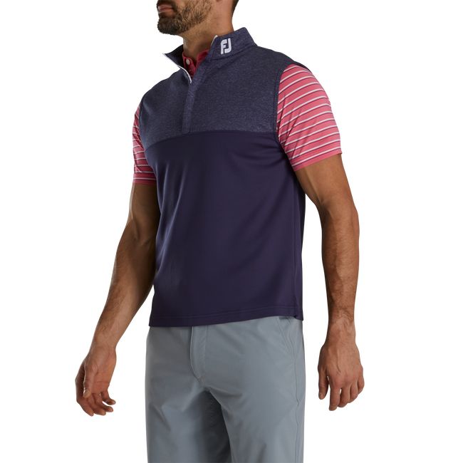 Gilet Footjoy Heather Yoke Half-Zip - Fj Tour Collar Uomo Blu Marino | YKDUBRQ-16