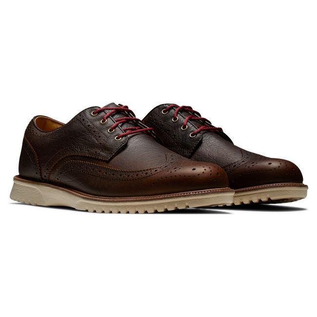 Scarpe Golf Chiodate Footjoy Club Casuals Wing Tip Uomo Marroni | MSRNCAX-93