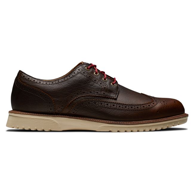 Scarpe Golf Chiodate Footjoy Club Casuals Wing Tip Uomo Marroni | MSRNCAX-93