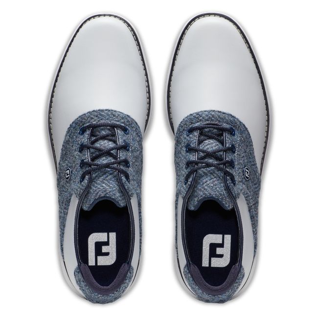 Scarpe Golf Chiodate Footjoy Lewis Traditions Donna Bianche Blu | ZSBXNDY-65