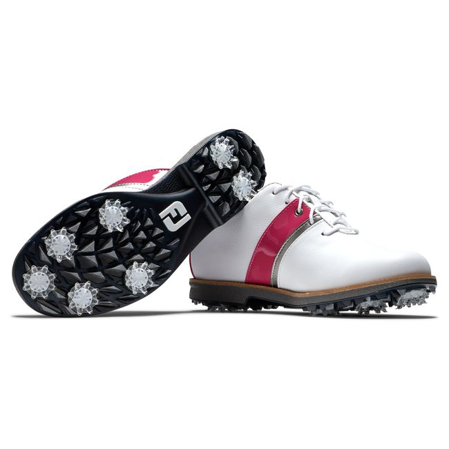 Scarpe Golf Chiodate Footjoy MyJoys Premiere Series - Traditional Donna Bianche Fucsia | SDUMCKZ-49