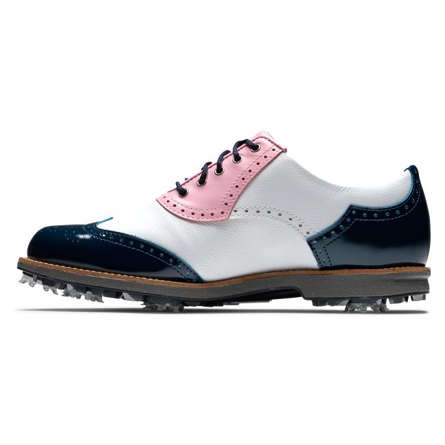 Scarpe Golf Chiodate Footjoy Myjoys Premiere Series - Shield Tip Donna Bianche Rosa Blu Marino | BIDRFJG-71