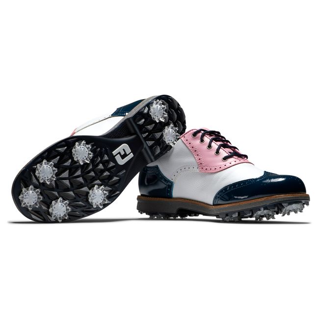 Scarpe Golf Chiodate Footjoy Myjoys Premiere Series - Shield Tip Donna Bianche Rosa Blu Marino | BIDRFJG-71