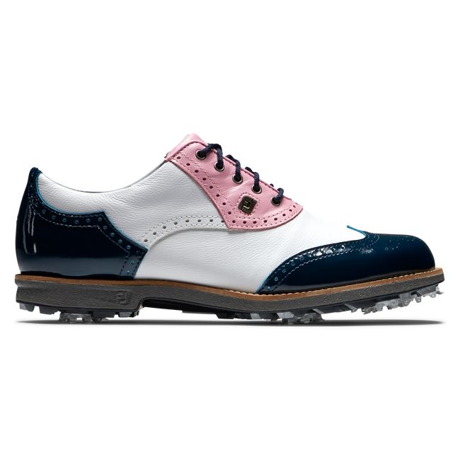 Scarpe Golf Chiodate Footjoy Myjoys Premiere Series - Shield Tip Donna Bianche Rosa Blu Marino | BIDRFJG-71