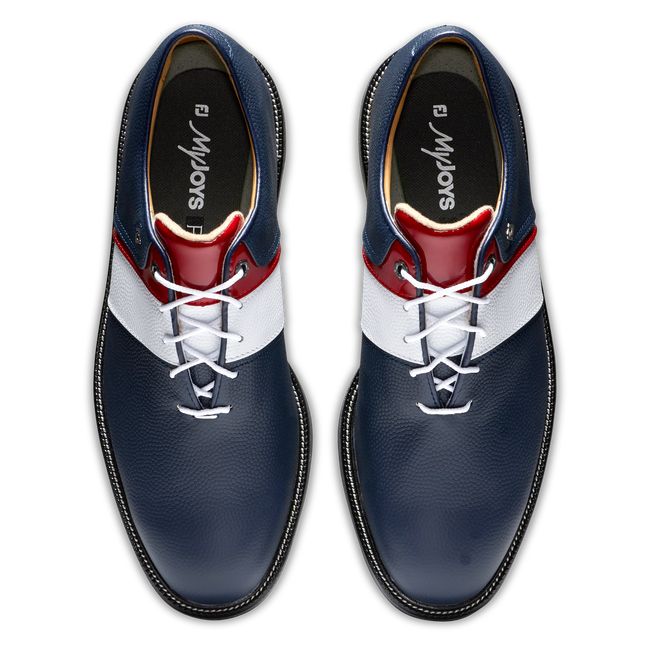 Scarpe Golf Chiodate Footjoy Myjoys Premiere Series - Packard Uomo Blu Marino Bianche | XPUCYLI-06