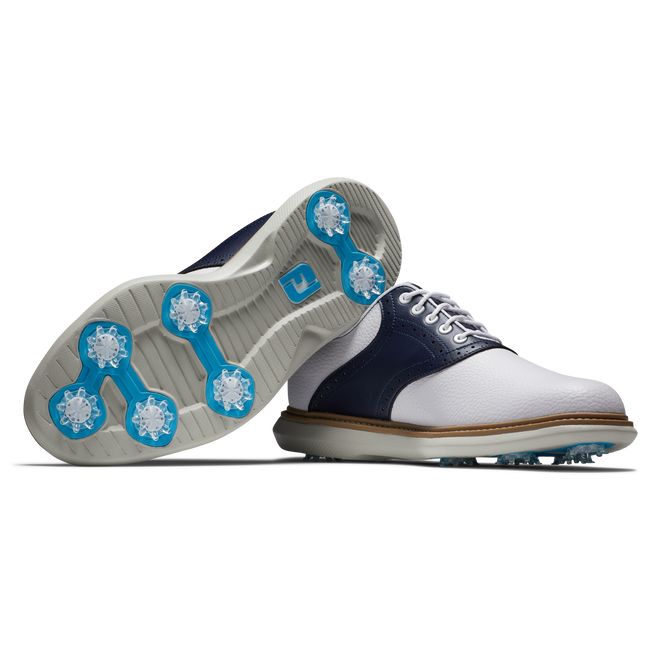 Scarpe Golf Chiodate Footjoy Traditionally Uomo Bianche Blu Marino | AYZKLIW-50