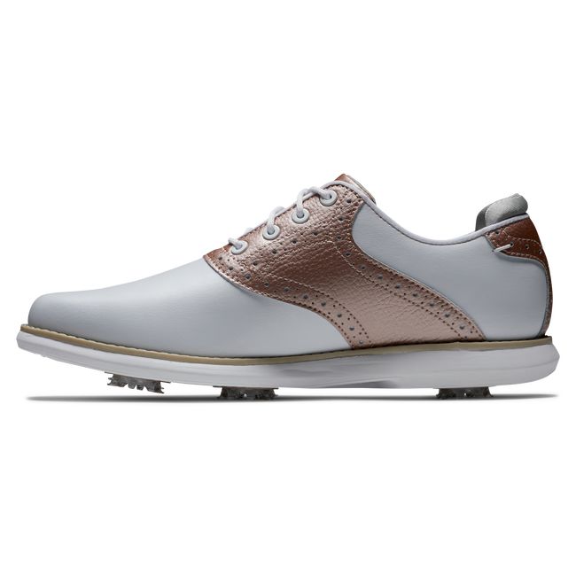 Scarpe Golf Chiodate Footjoy Traditions Donna Bianche Rosa Oro | ARJIDFK-81