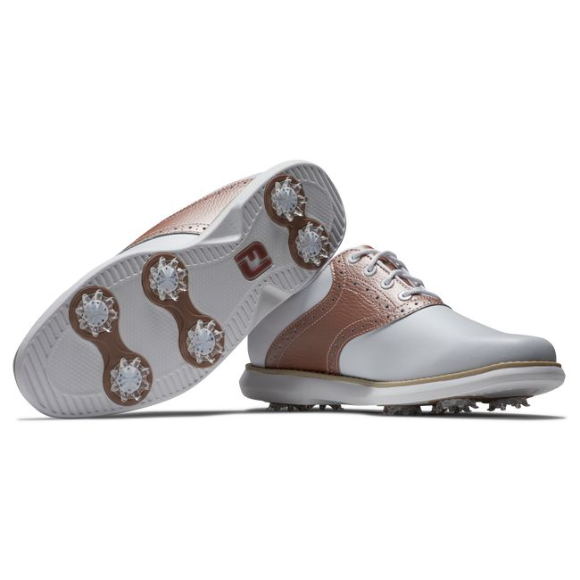 Scarpe Golf Chiodate Footjoy Traditions Donna Bianche Rosa Oro | ARJIDFK-81