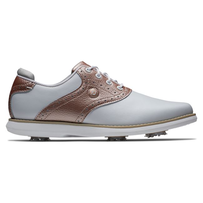 Scarpe Golf Chiodate Footjoy Traditions Donna Bianche Rosa Oro | ARJIDFK-81