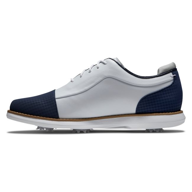 Scarpe Golf Chiodate Footjoy Traditions Cap Punta Donna Bianche Blu Marino | GYXOREZ-49