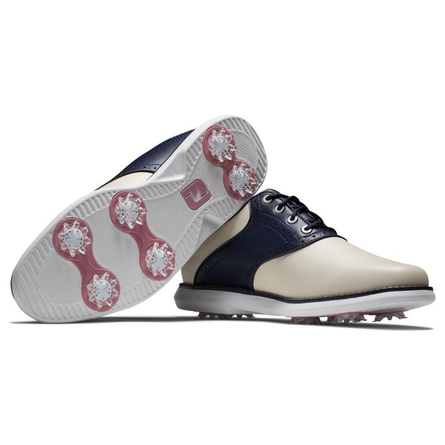 Scarpe Golf Chiodate Footjoy Traditions Donna Crema Blu Marino | LBOIQCK-64