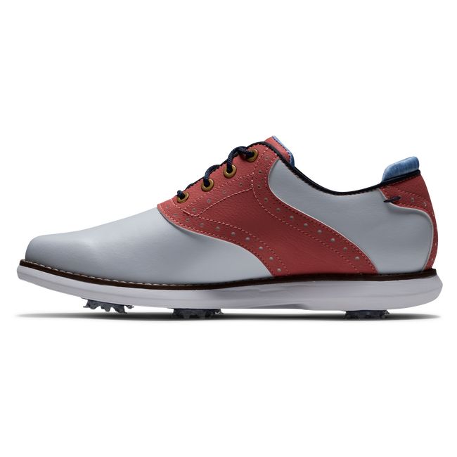 Scarpe Golf Chiodate Footjoy Traditions - Summer Classics Donna Bianche Blu | SJCOYTH-02