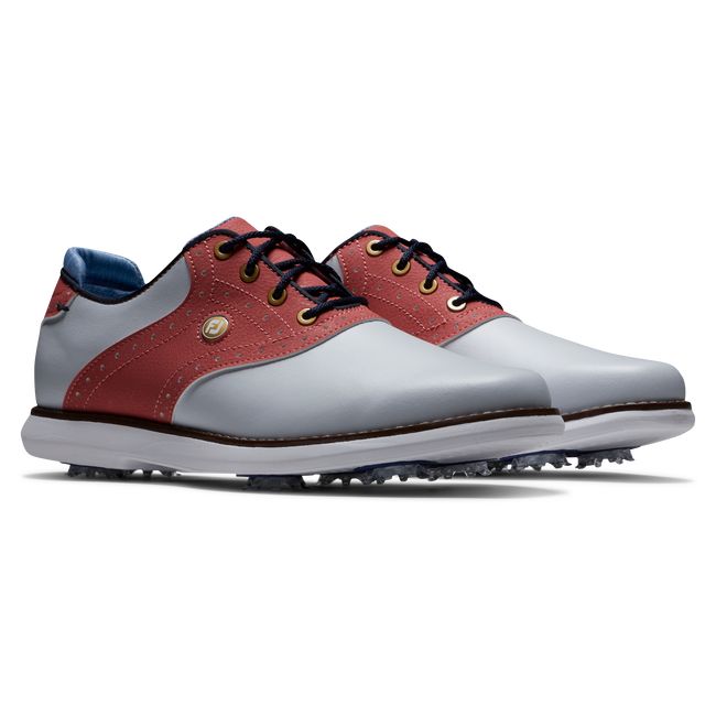 Scarpe Golf Chiodate Footjoy Traditions - Summer Classics Donna Bianche Blu | SJCOYTH-02