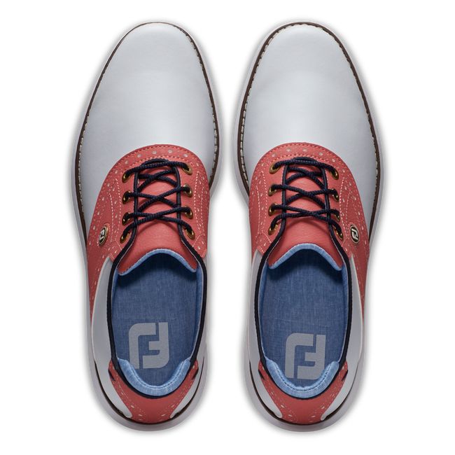 Scarpe Golf Chiodate Footjoy Traditions - Summer Classics Donna Bianche Blu | SJCOYTH-02