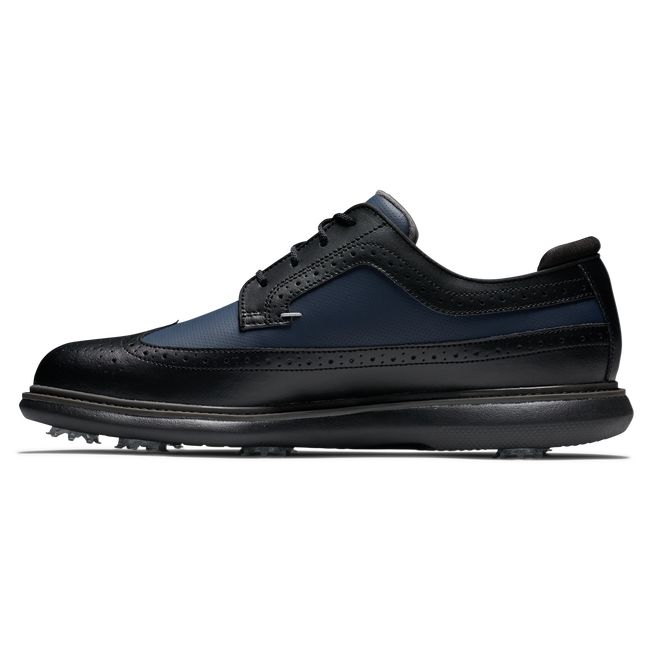 Scarpe Golf Chiodate Footjoy Traditions - Wing Tip Uomo Nere | UEJVBXD-85