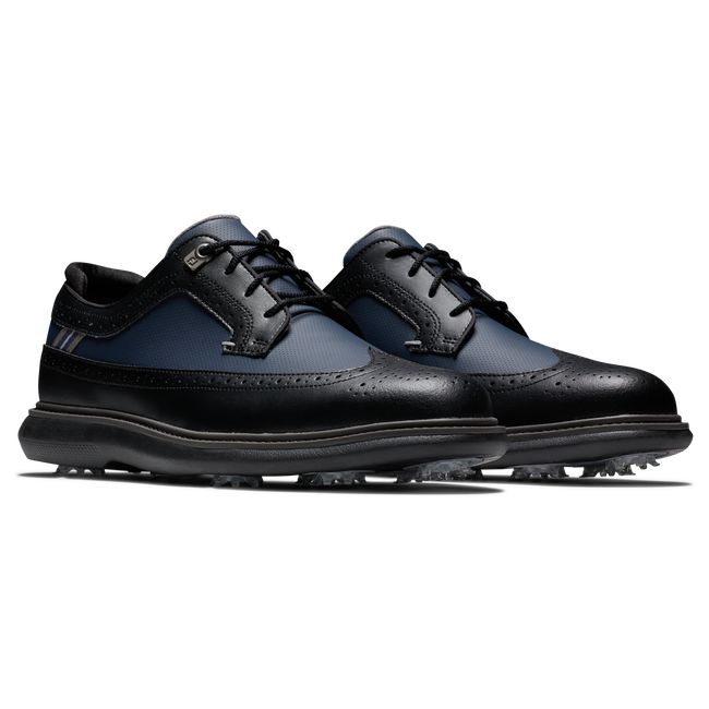 Scarpe Golf Chiodate Footjoy Traditions - Wing Tip Uomo Nere | UEJVBXD-85