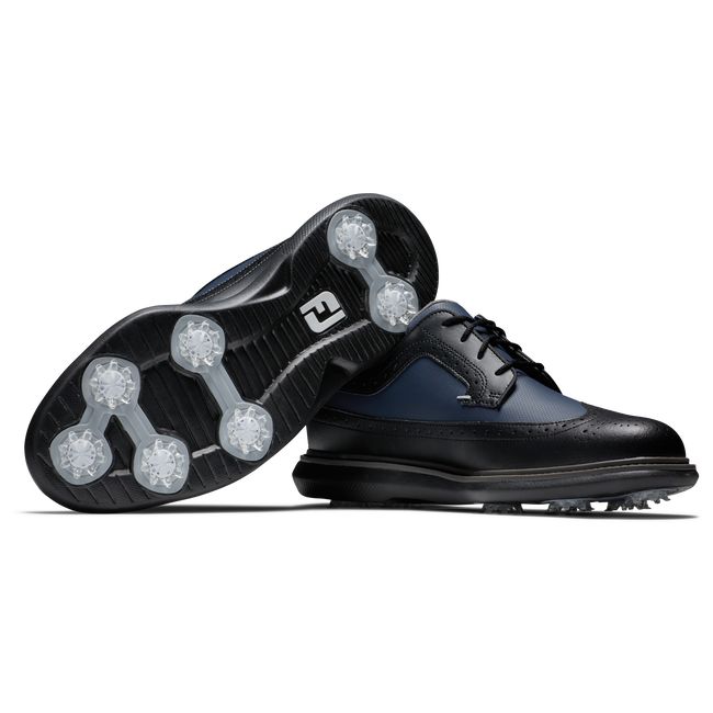 Scarpe Golf Chiodate Footjoy Traditions - Wing Tip Uomo Nere | UEJVBXD-85