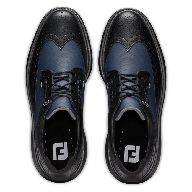 Scarpe Golf Chiodate Footjoy Traditions - Wing Tip Uomo Nere | UEJVBXD-85