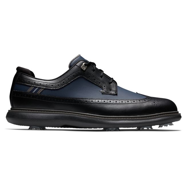 Scarpe Golf Chiodate Footjoy Traditions - Wing Tip Uomo Nere | UEJVBXD-85