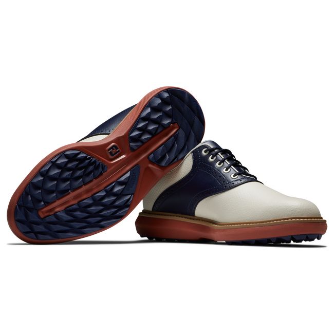 Scarpe Golf Senza Chiodate Footjoy Traditions Uomo Crema Blu Marino | VHQZPUI-60