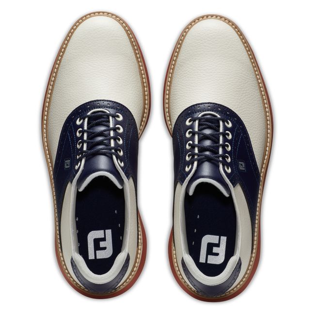 Scarpe Golf Senza Chiodate Footjoy Traditions Uomo Crema Blu Marino | VHQZPUI-60