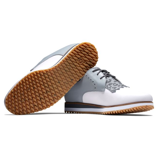 Scarpe da Golf Footjoy Sportive Retro - Kiltie Donna Bianche Grigie | VXIJNSZ-05