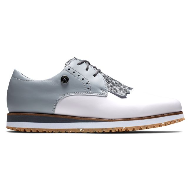 Scarpe da Golf Footjoy Sportive Retro - Kiltie Donna Bianche Grigie | VXIJNSZ-05